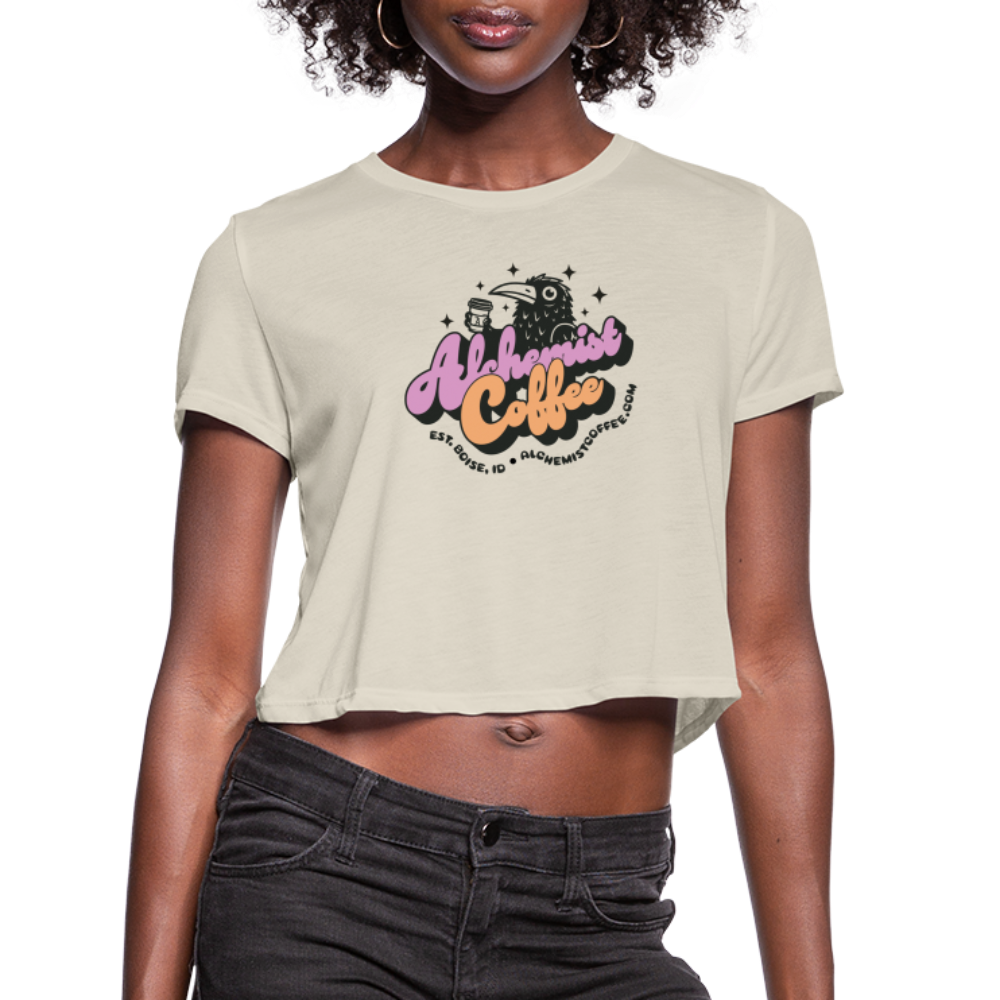 Women's Cropped T-Shirt Groovy Design - dust