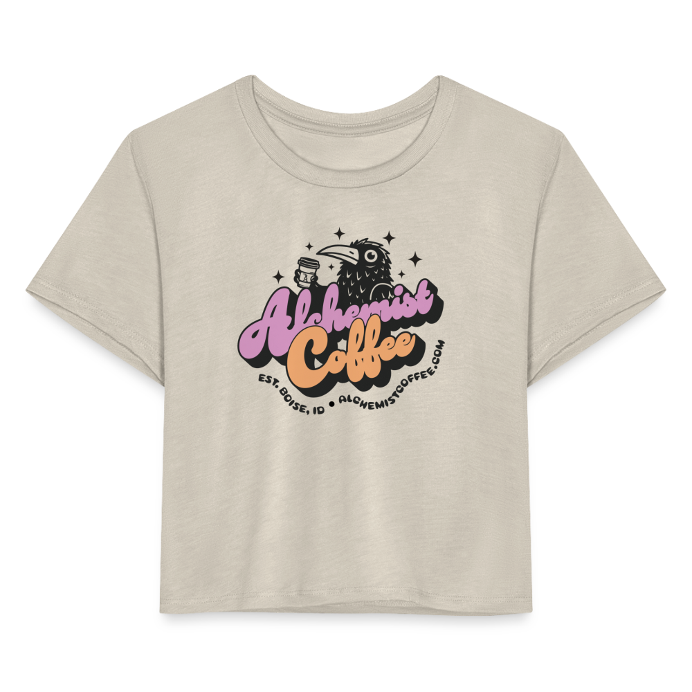 Women's Cropped T-Shirt Groovy Design - dust