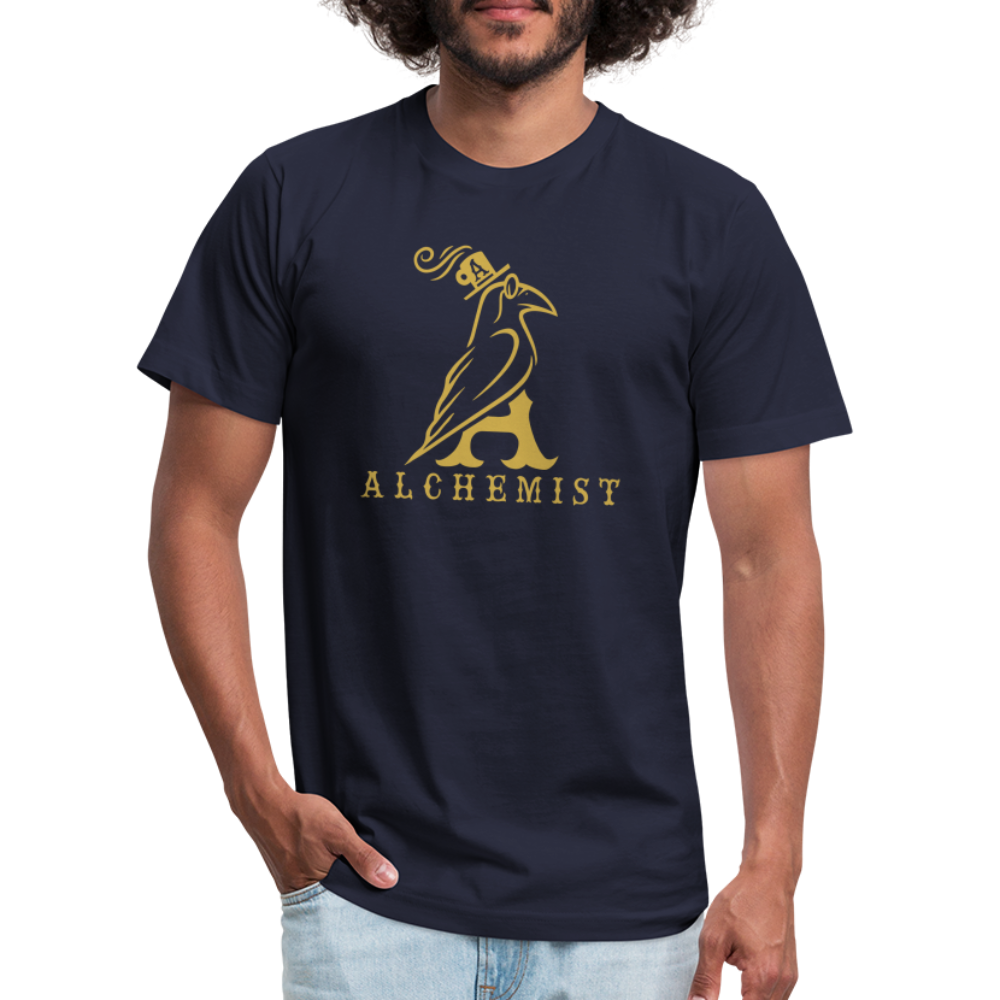 Unisex Jersey T-Shirt by Bella + Canvas Classic Logo Gold - navy
